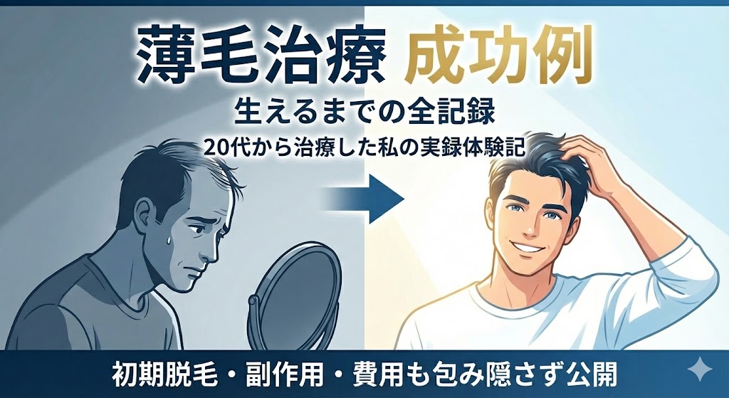 薄毛治療の成功例と「生えるまでの全記録」20代から治療した私の実体験