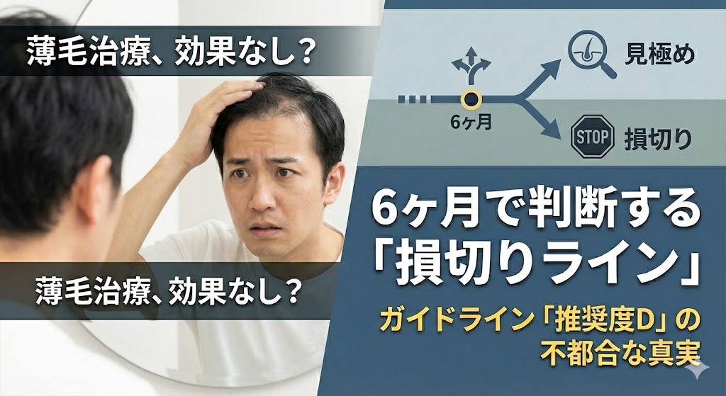 AGA治療で「効果がない」と絶望する前に。6ヶ月で判断するための損切りラインと、クリニックが言わない薬の真実