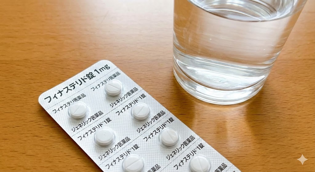 国内承認のジェネリックAGA治療薬（フィナステリド錠）と水
